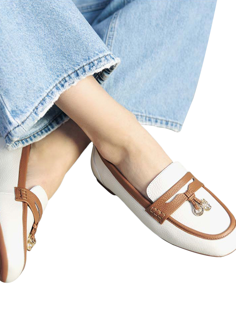 Product image 5 of 5, which shows Moda in Pelle Erythrina Leather Loafers, Off White, 5