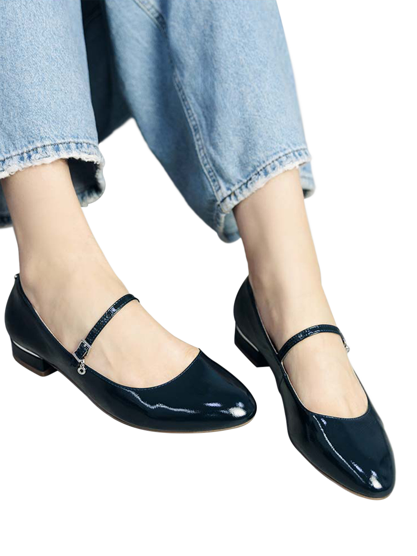 Product image 2 of 5, which shows Moda in Pelle Florentin Patent Leather Court Shoes, Navy, 3