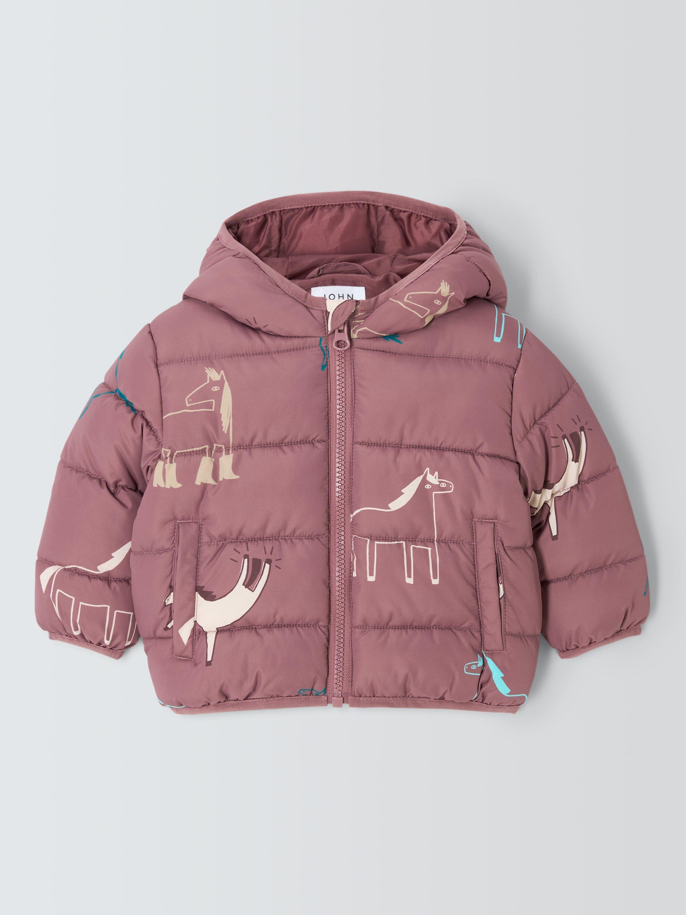 John Lewis Baby Horse Puffer Jacket, Pink Horse