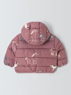 John Lewis Baby Horse Puffer Jacket, Pink Horse - view 2, Pink Horse