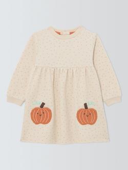 John Lewis Baby Pumpkin Pockets Dress, Natural, Natural