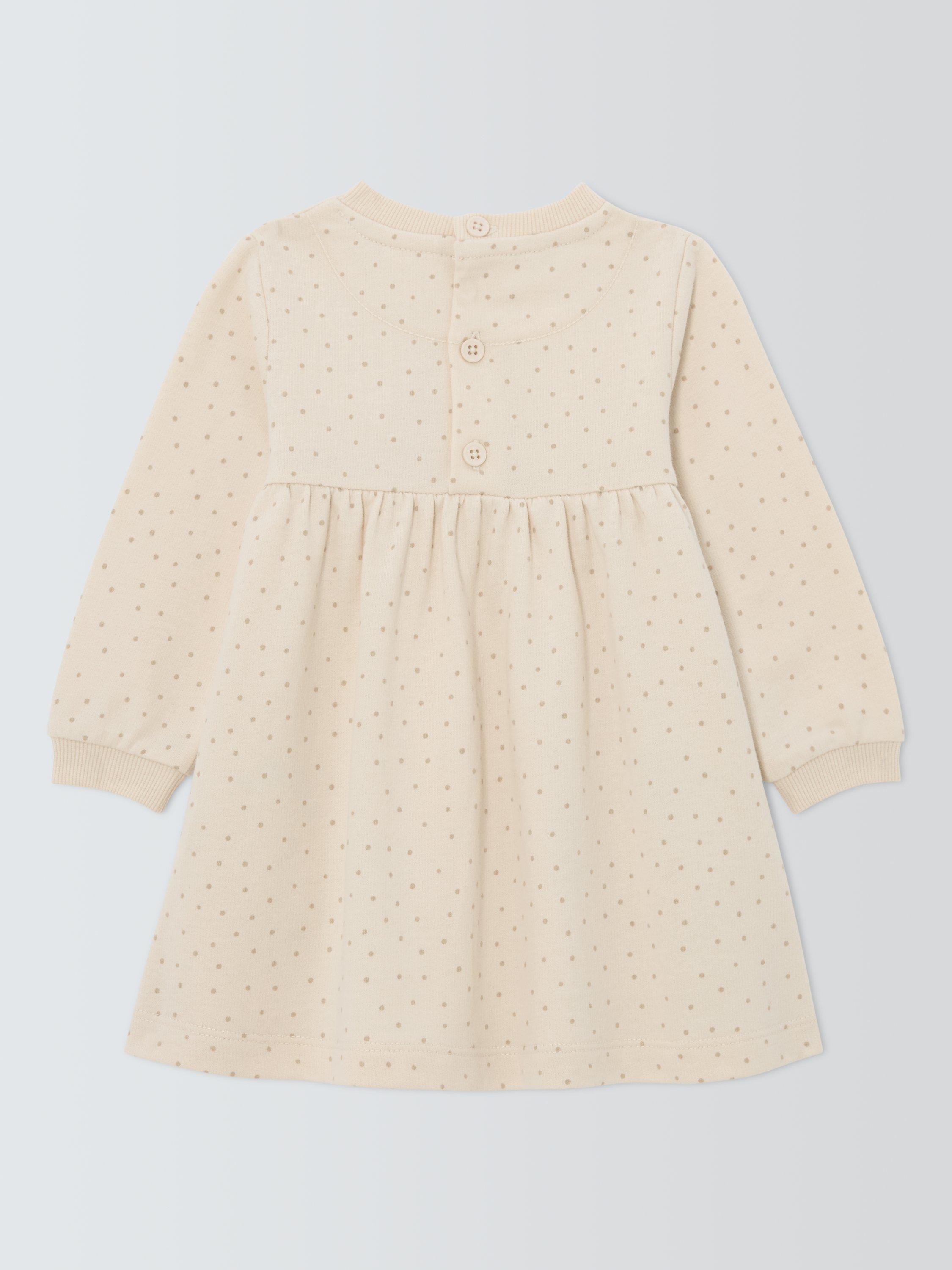 Product image 2 of 3, which shows John Lewis Baby Pumpkin Pockets Dress, Natural, 0-3 months