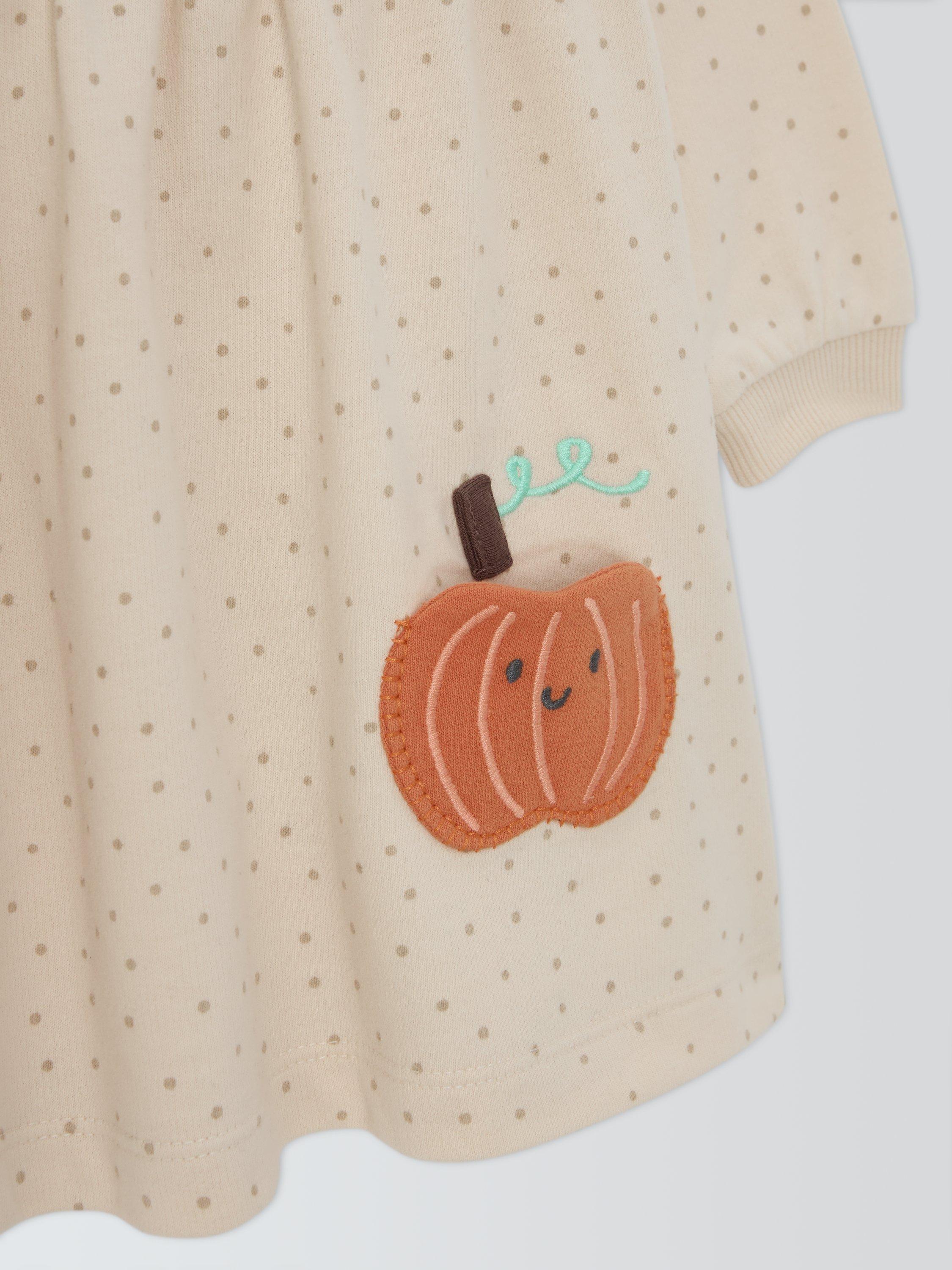 Product image 3 of 3, which shows John Lewis Baby Pumpkin Pockets Dress, Natural, 0-3 months