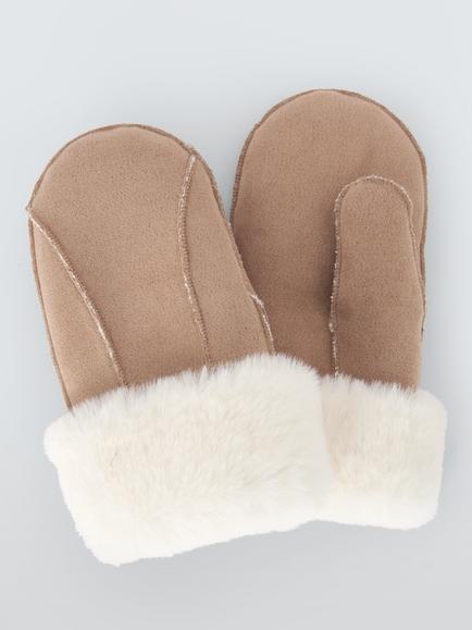 John Lewis Kids' Faux Suede Mittens, Chestnut, Chestnut