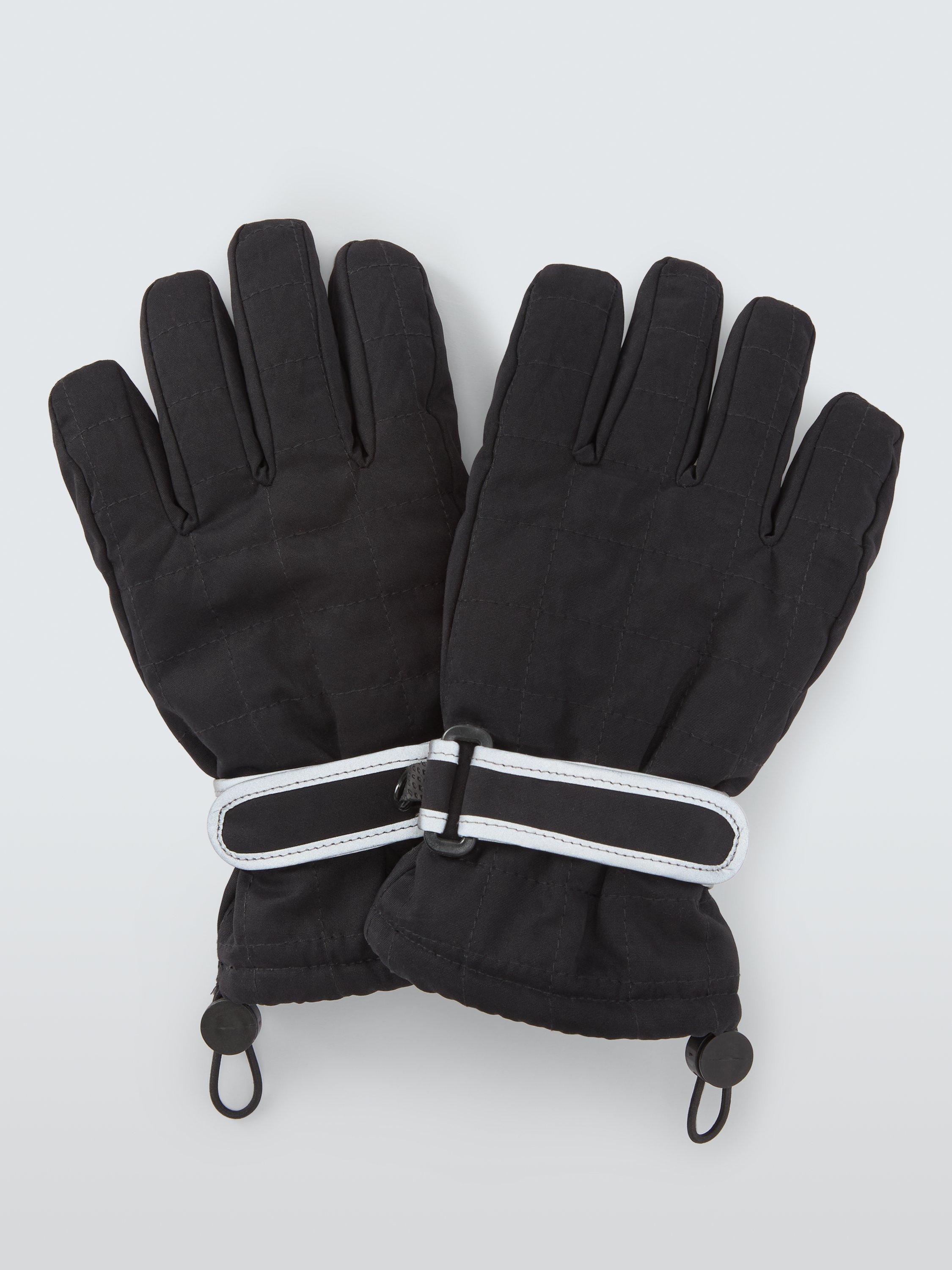 Product image 1 of 5, which shows John Lewis Kids' Quilted Ski Gloves, Black, 3-5 years