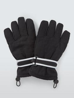 John Lewis Kids' Quilted Ski Gloves, Black, Black