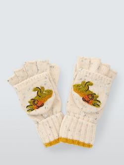 John Lewis Kids' Boucle Dinsosuar Wool Blend Flip Top Mittens, Grey Marl, Grey Marl