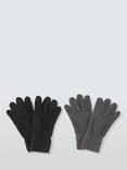 John Lewis Kids' Fleece Gloves, Pack of 2, Grey Black