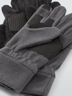 John Lewis Kids' Fleece Gloves, Pack of 2, Grey Black - view 2, Grey Black