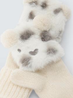 John Lewis Kids' Furry Bear Flip Top Gloves, Cream - view 2, Cream