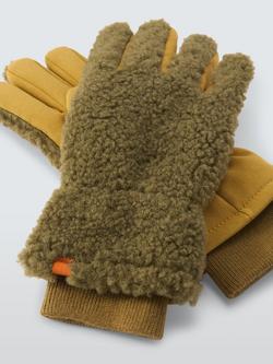 John Lewis Kids' Borg Gloves, Olive - view 2, Olive