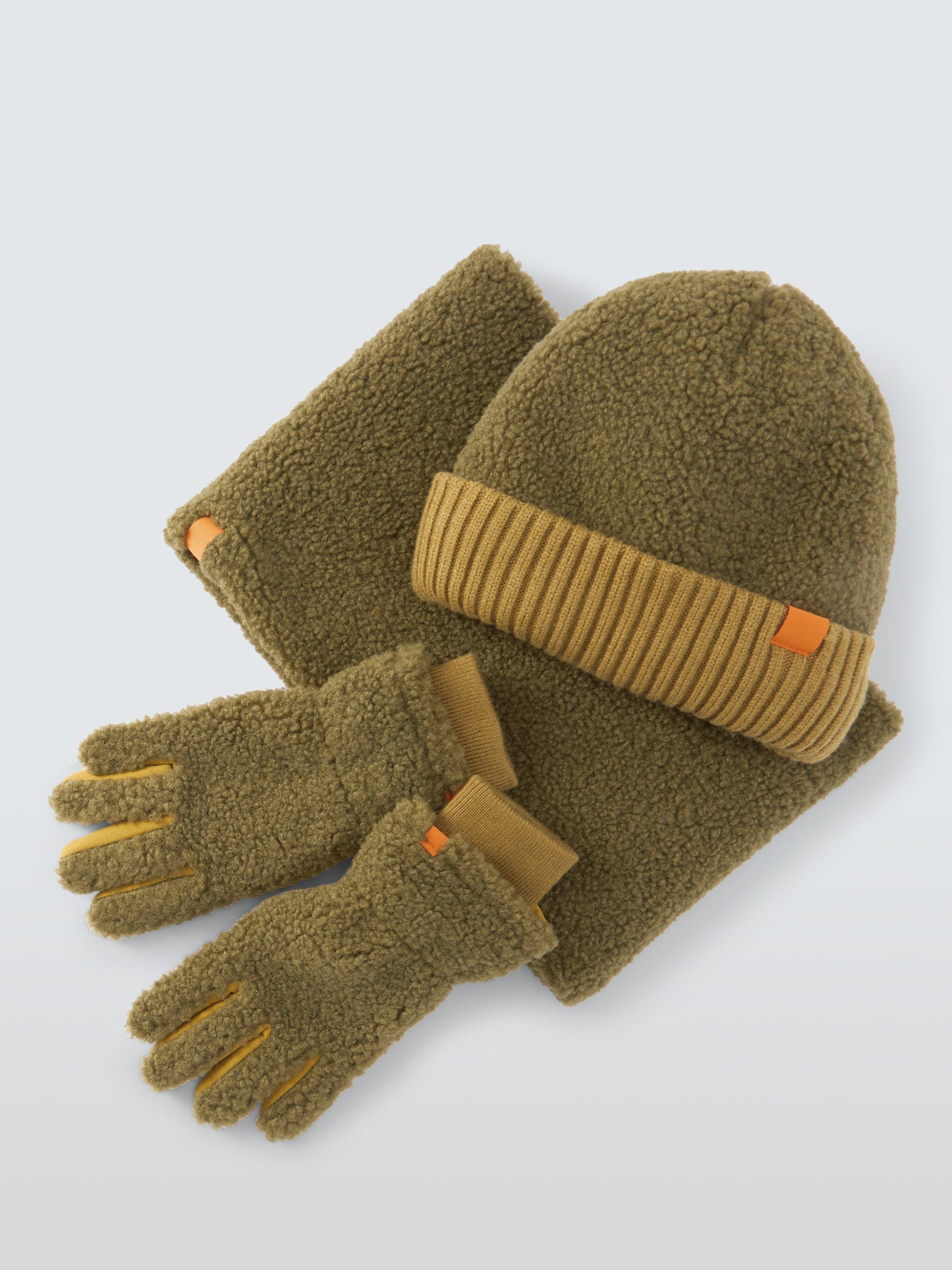 Product image 3 of 5, which shows John Lewis Kids' Borg Gloves, Olive, 3-5 years