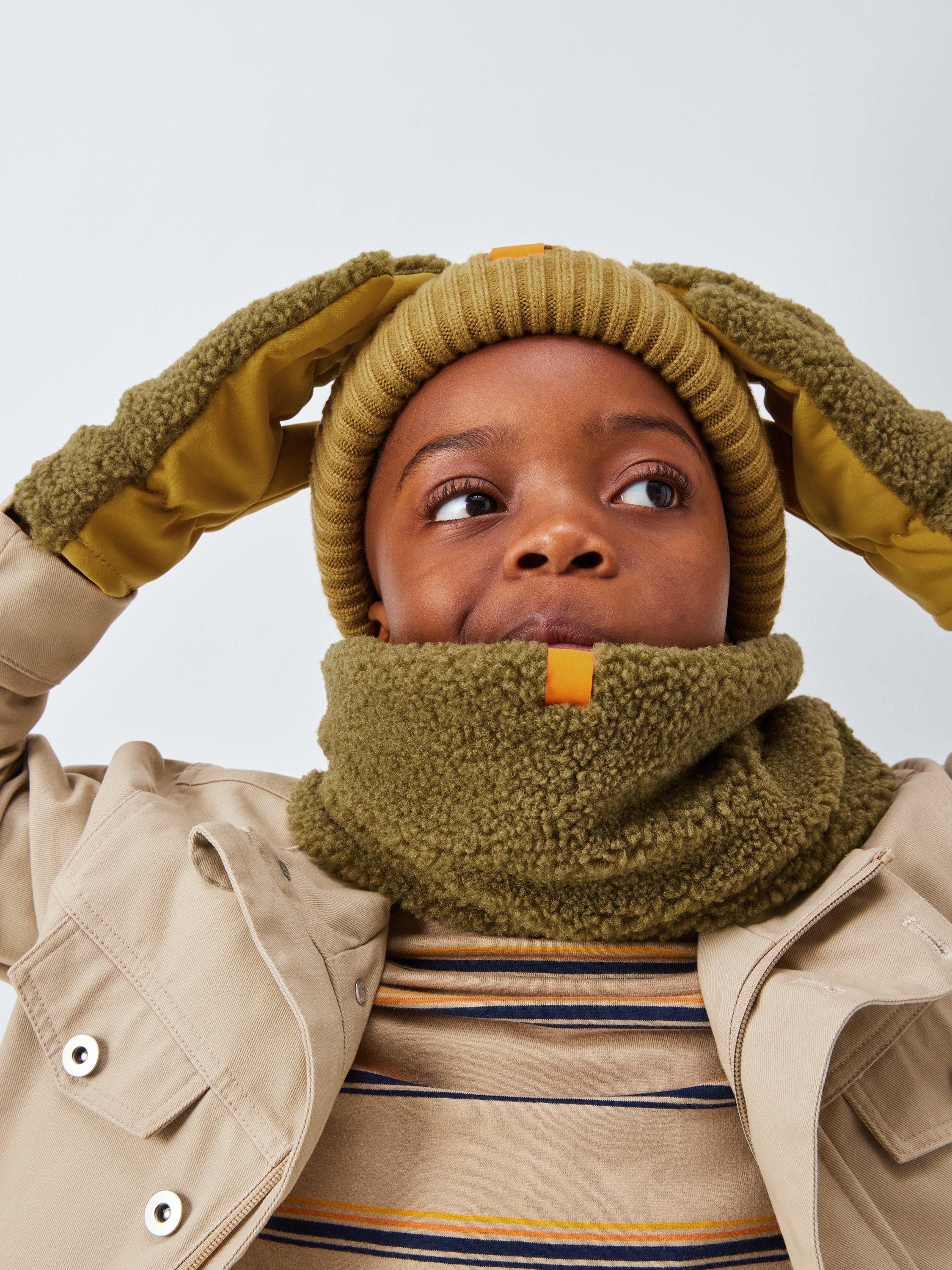 Product image 5 of 5, which shows John Lewis Kids' Borg Gloves, Olive, 3-5 years