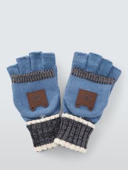 John Lewis Kids' Bear Stripe Flip Top Gloves, Blue/Multi, Blue Multi
