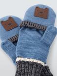 John Lewis Kids' Bear Stripe Flip Top Gloves, Blue/Multi