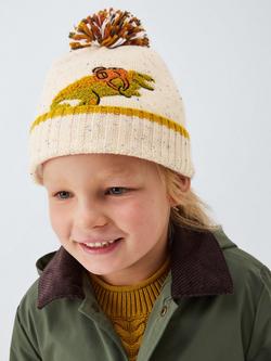 John Lewis Kids' Boucle Dinosaur Beanie Hat, Grey Marl, Grey Marl