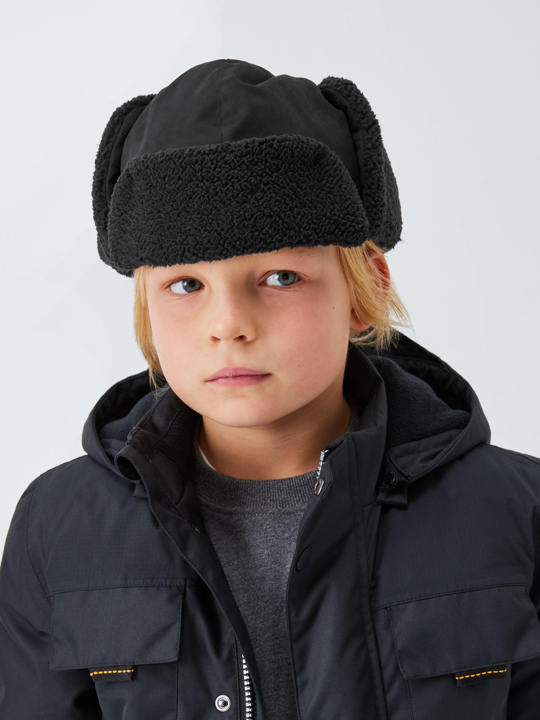 Product image 4 of 4, which shows John Lewis Kids' Ski Trapper Hat, Black, 3-5 years