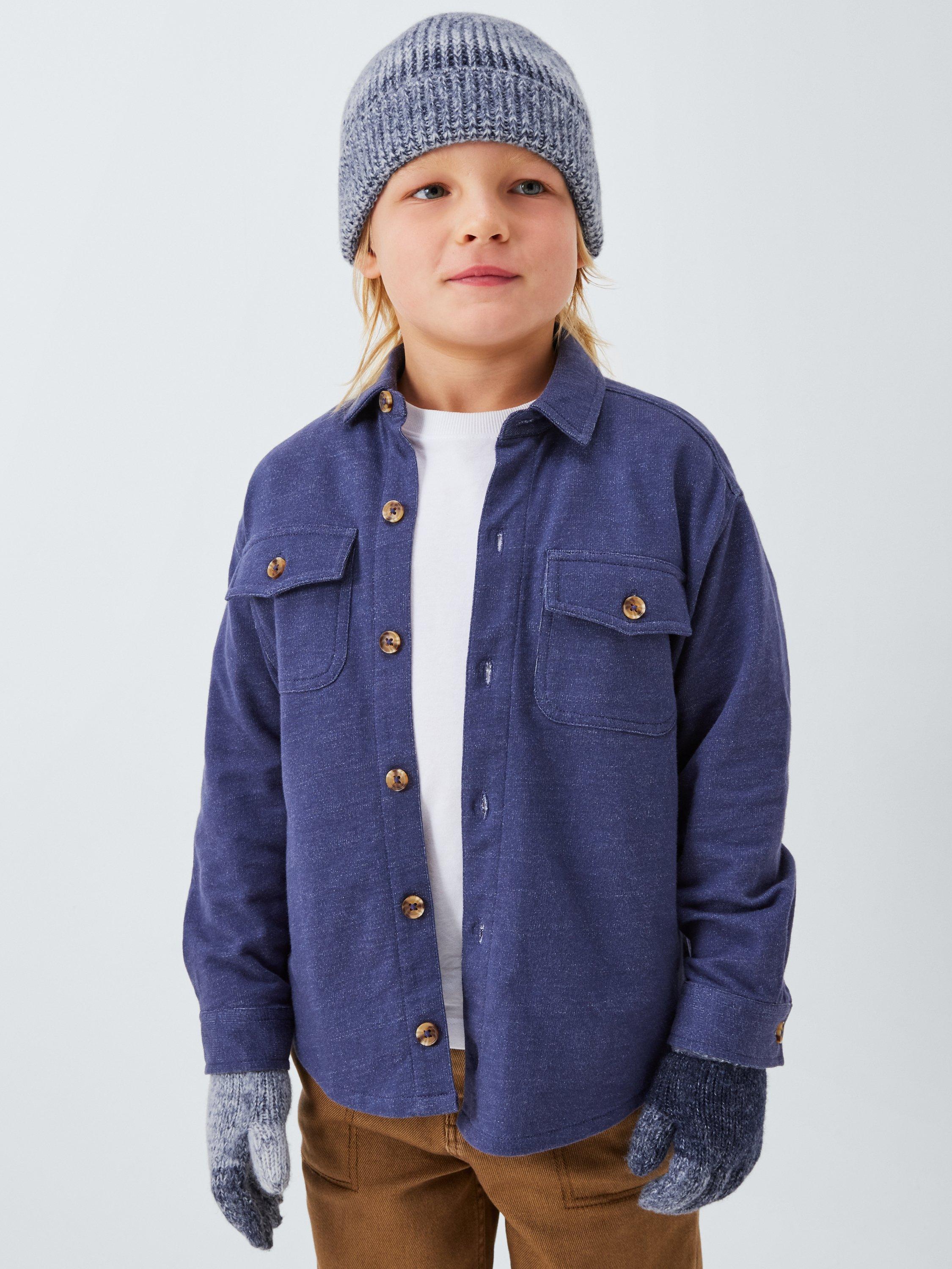 Product image 1 of 4, which shows John Lewis Kids' Ombre Beanie Hat & Gloves Set, Black Multi, 6-8 years