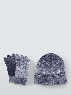 John Lewis Kids' Ombre Beanie Hat & Gloves Set, Black Multi - view 2, Black Multi