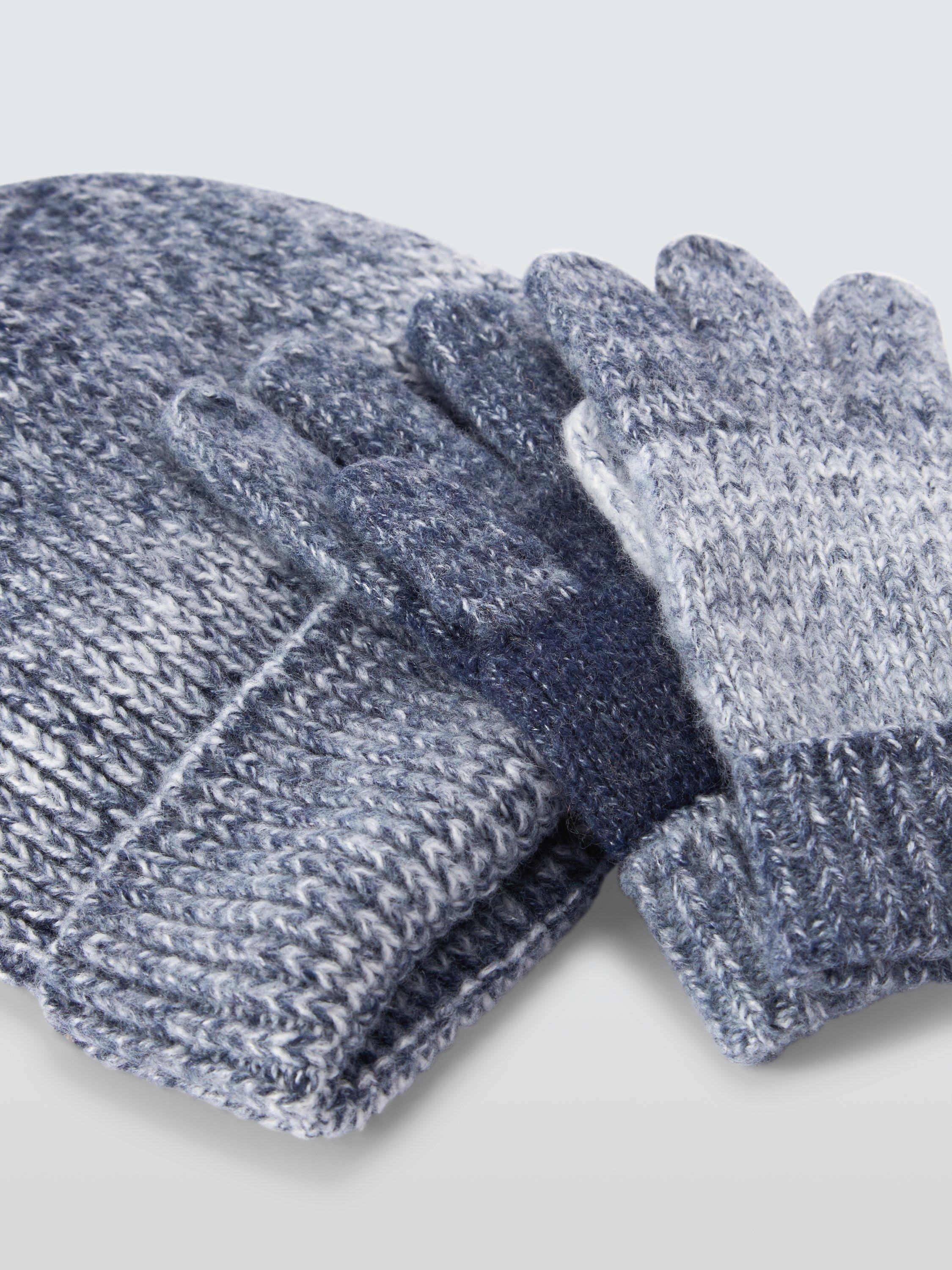 Product image 3 of 4, which shows John Lewis Kids' Ombre Beanie Hat & Gloves Set, Black Multi, 6-8 years