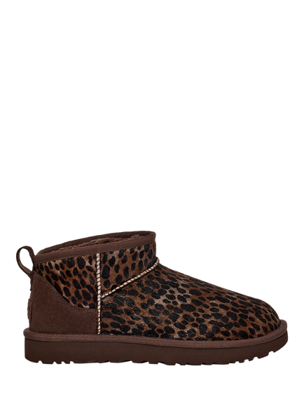 UGG Classic Ultra Mini Calf Hair Ankle Boots, Brown/Multi, Brown/Multi