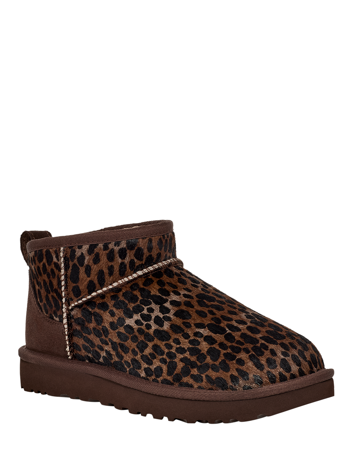 Product image 2 of 5, which shows UGG Classic Ultra Mini Calf Hair Ankle Boots, Brown/Multi, 3