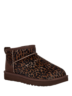 UGG Classic Ultra Mini Calf Hair Ankle Boots, Brown/Multi - view 2, Brown/Multi
