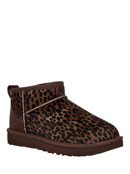 UGG Classic Ultra Mini Calf Hair Ankle Boots, Brown/Multi - view 2, Brown/Multi