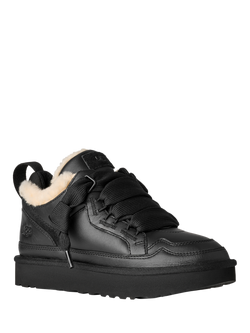 UGG Lo Lowmel Leather Trainers, Black - view 2, Black