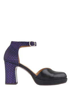 Chie Mihara Damaho Moony Leather Court Shoes, Purple/Black, Purple/Black