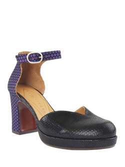 Chie Mihara Damaho Moony Leather Court Shoes, Purple/Black - view 2, Purple/Black