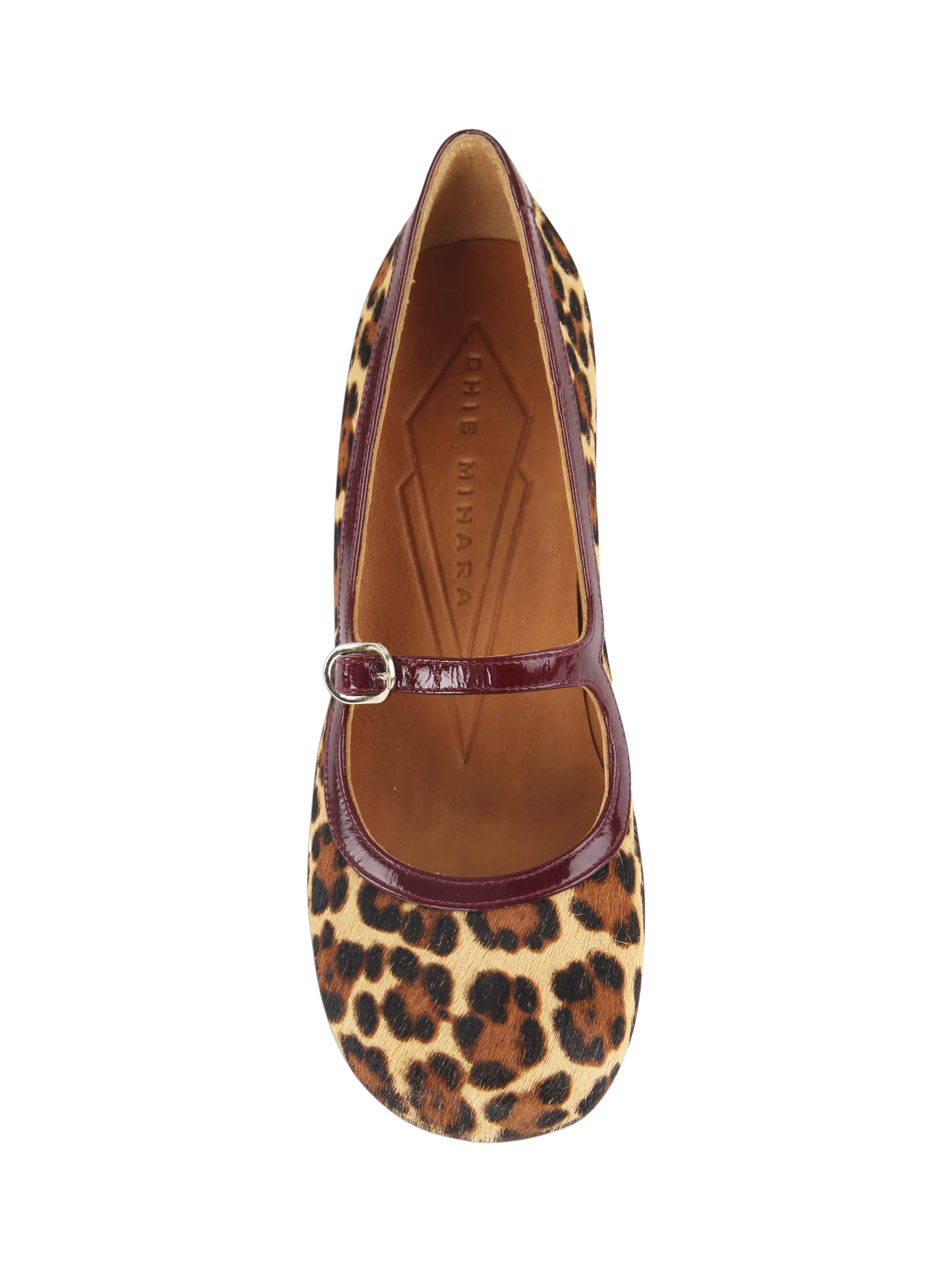 Product image 3 of 11, which shows Chie Mihara Mumma Leopard Leather Mary Janes, Beige/Brown/Multi, 4