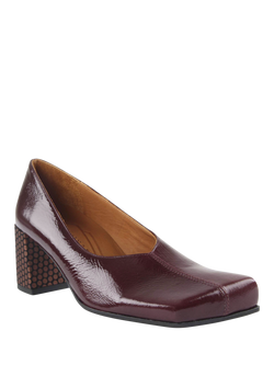 Chie Mihara Uranio Leather Court Shoes, Burgundy/Copper - view 2, Burgundy/Copper