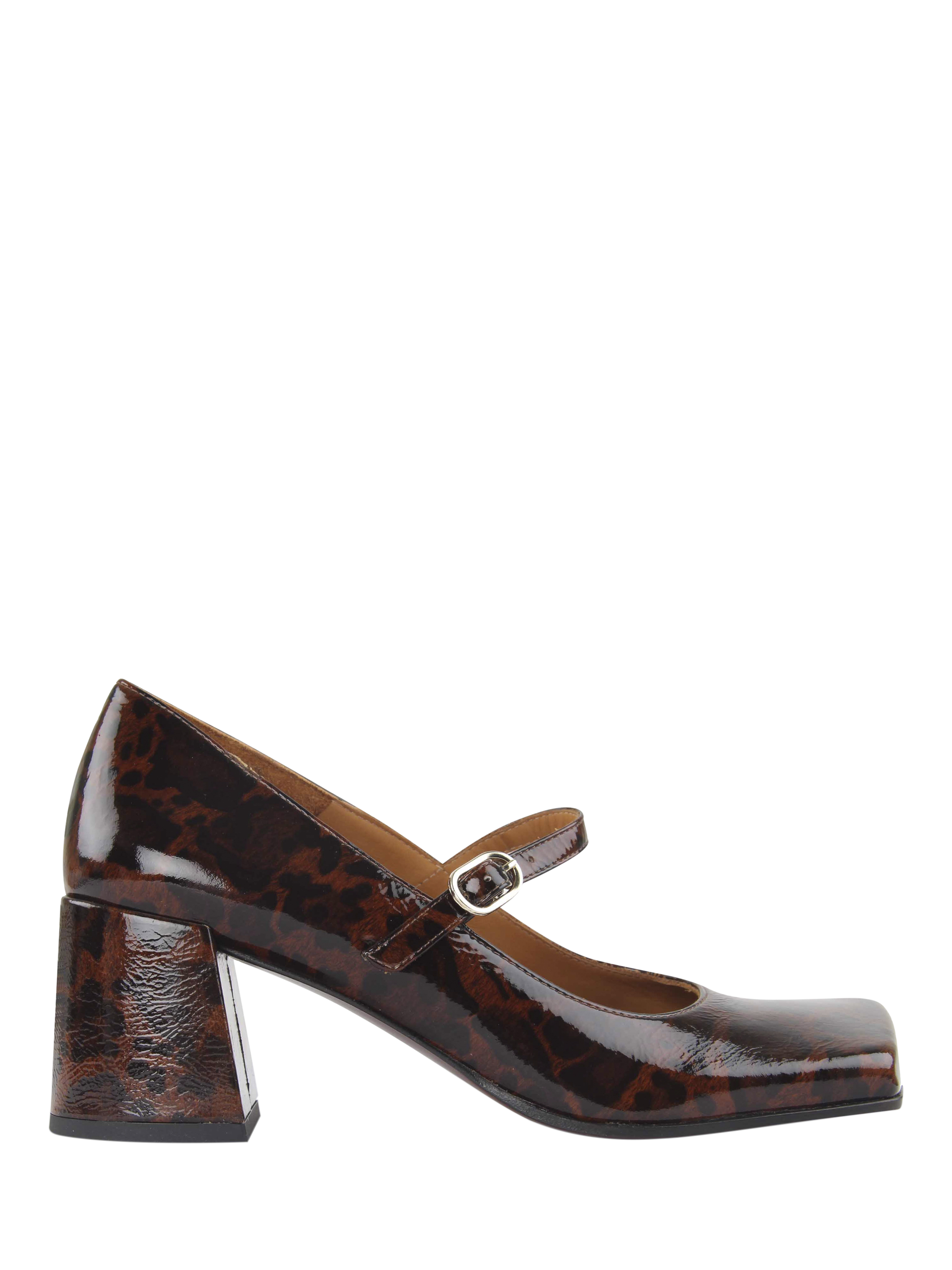 Product image 1 of 4, which shows Chie Mihara Ustakio Leather Tortoise Mary Janes, Brown, 4