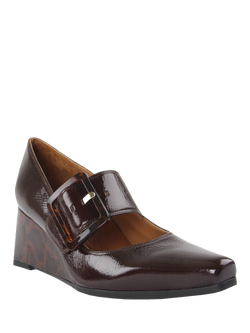 Chie Mihara Vaido Leather Wedge Heel Mary Janes, Dark Brown - view 2, Dark Brown