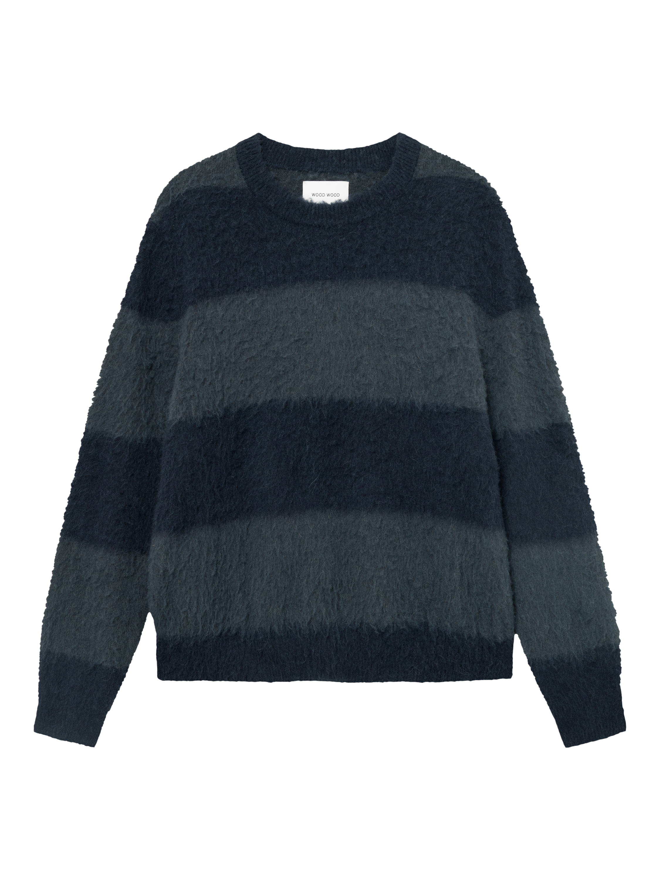 WOOD WOOD Levi Wool Blend Loose Knit Crew Neck Oversized Jumper, Blue