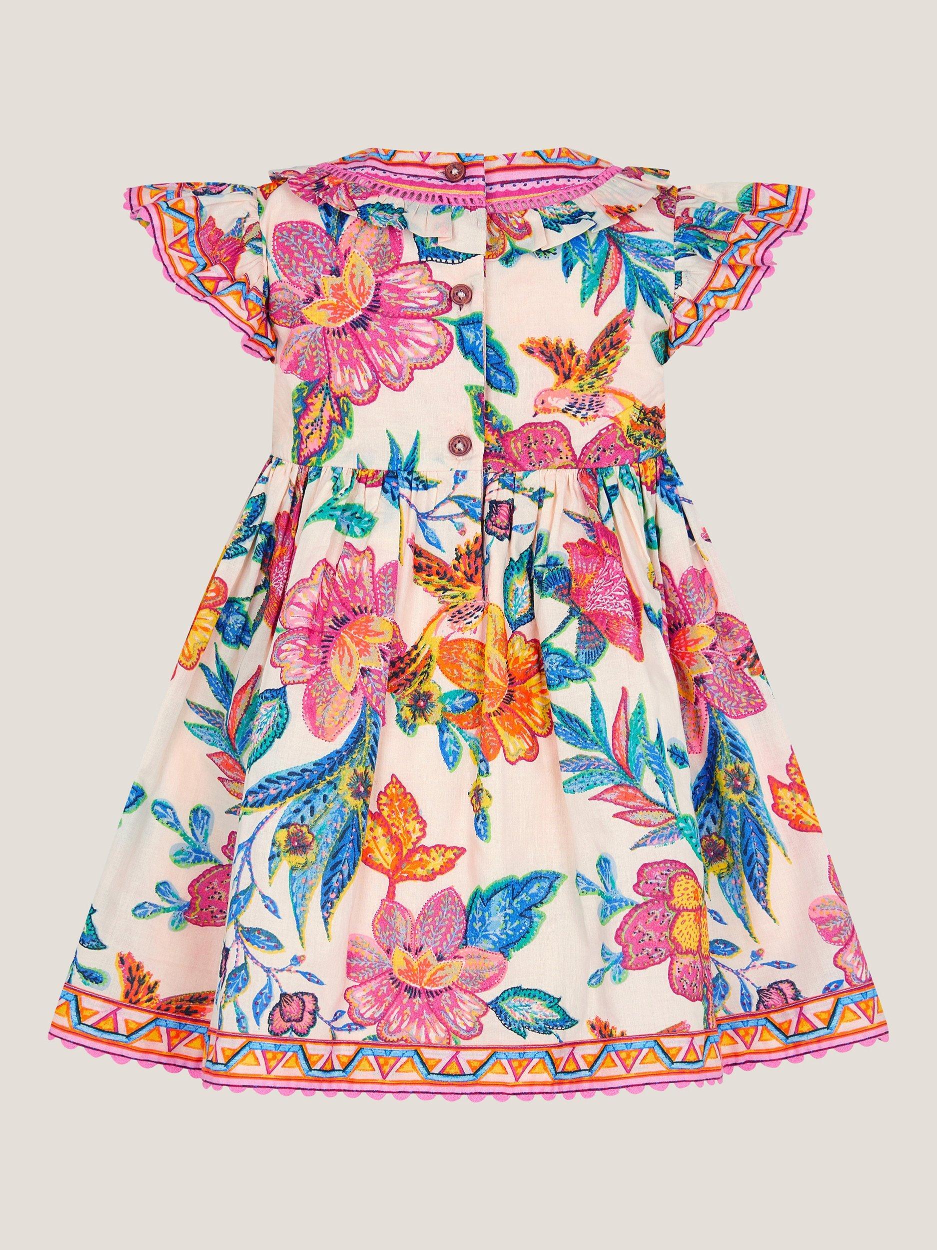 Product image 2 of 3, which shows Monsoon Baby Cotton  Aurelia Dress, Ivory, 0-3 months