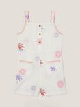 Monsoon Kids' Cotton Embroidered Playsuit, Ivory