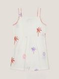 Monsoon Kids' Cotton Embroidered Playsuit, Ivory