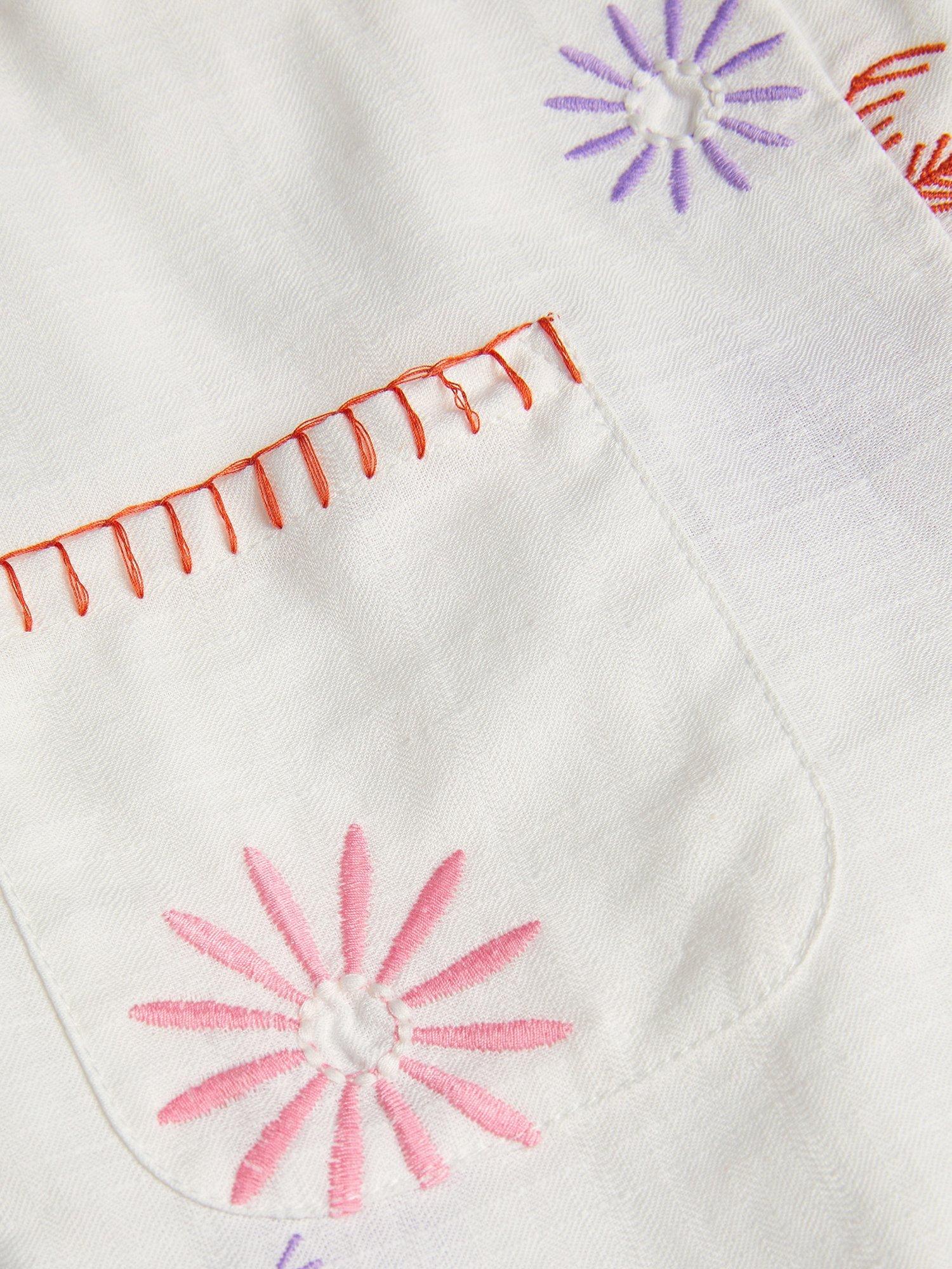 Product image 3 of 3, which shows Monsoon Kids' Cotton Embroidered Playsuit, Ivory, 3 years