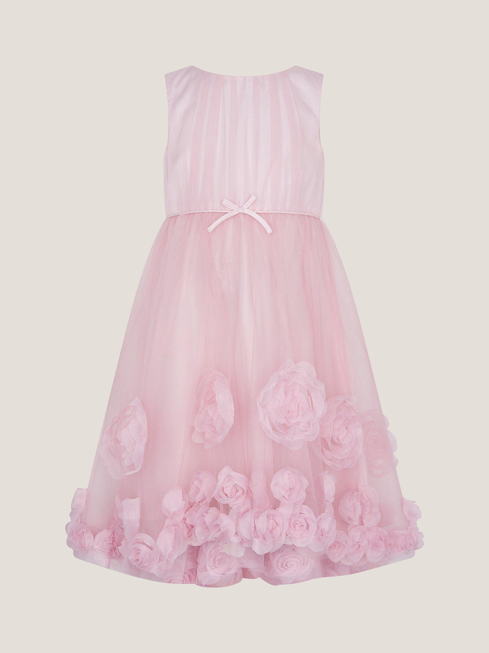 Product image 2 of 3, which shows Monsoon Kids' Josie Rosette Midi Dress, Pink, 3 years