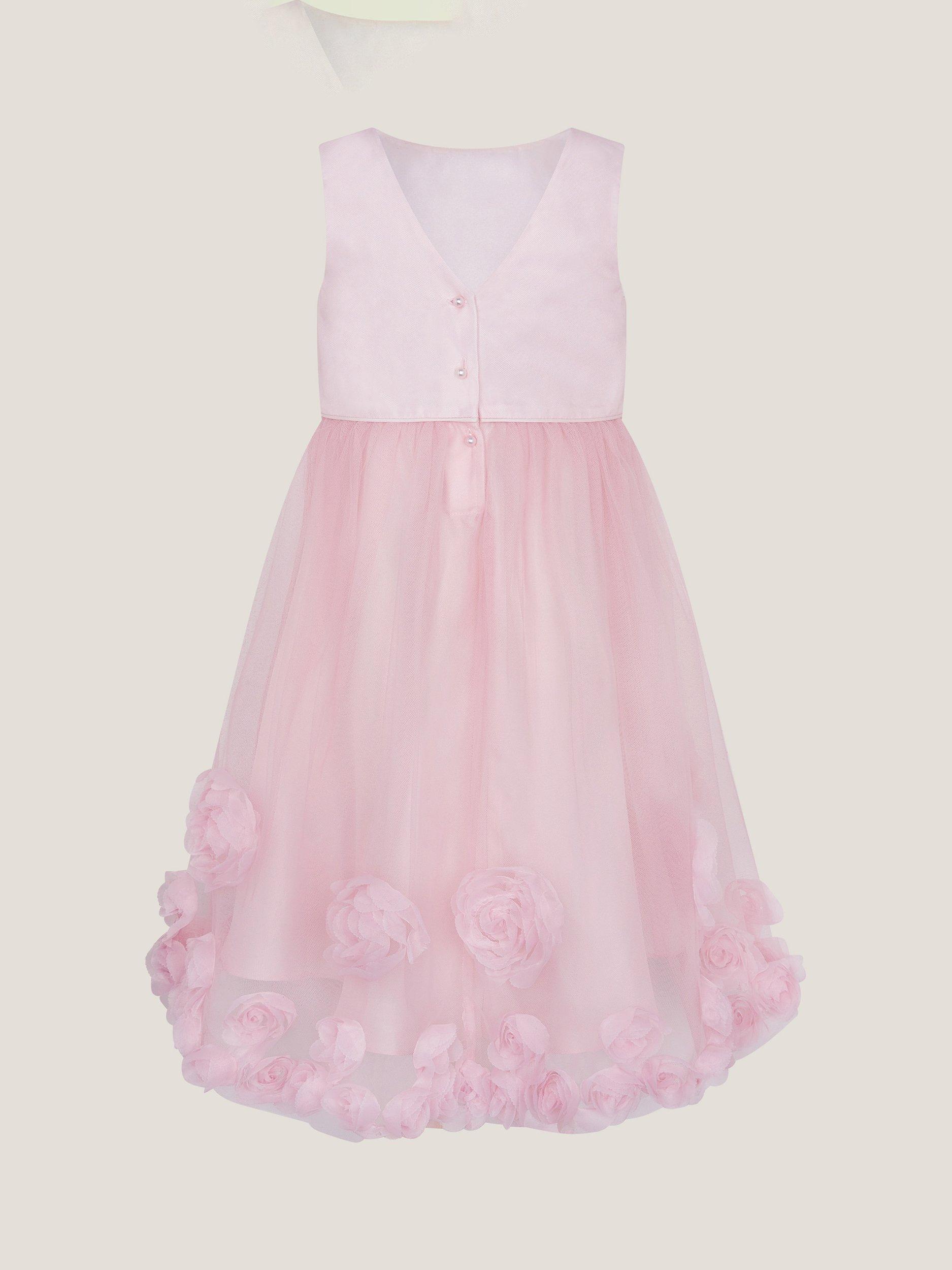 Product image 3 of 3, which shows Monsoon Kids' Josie Rosette Midi Dress, Pink, 3 years