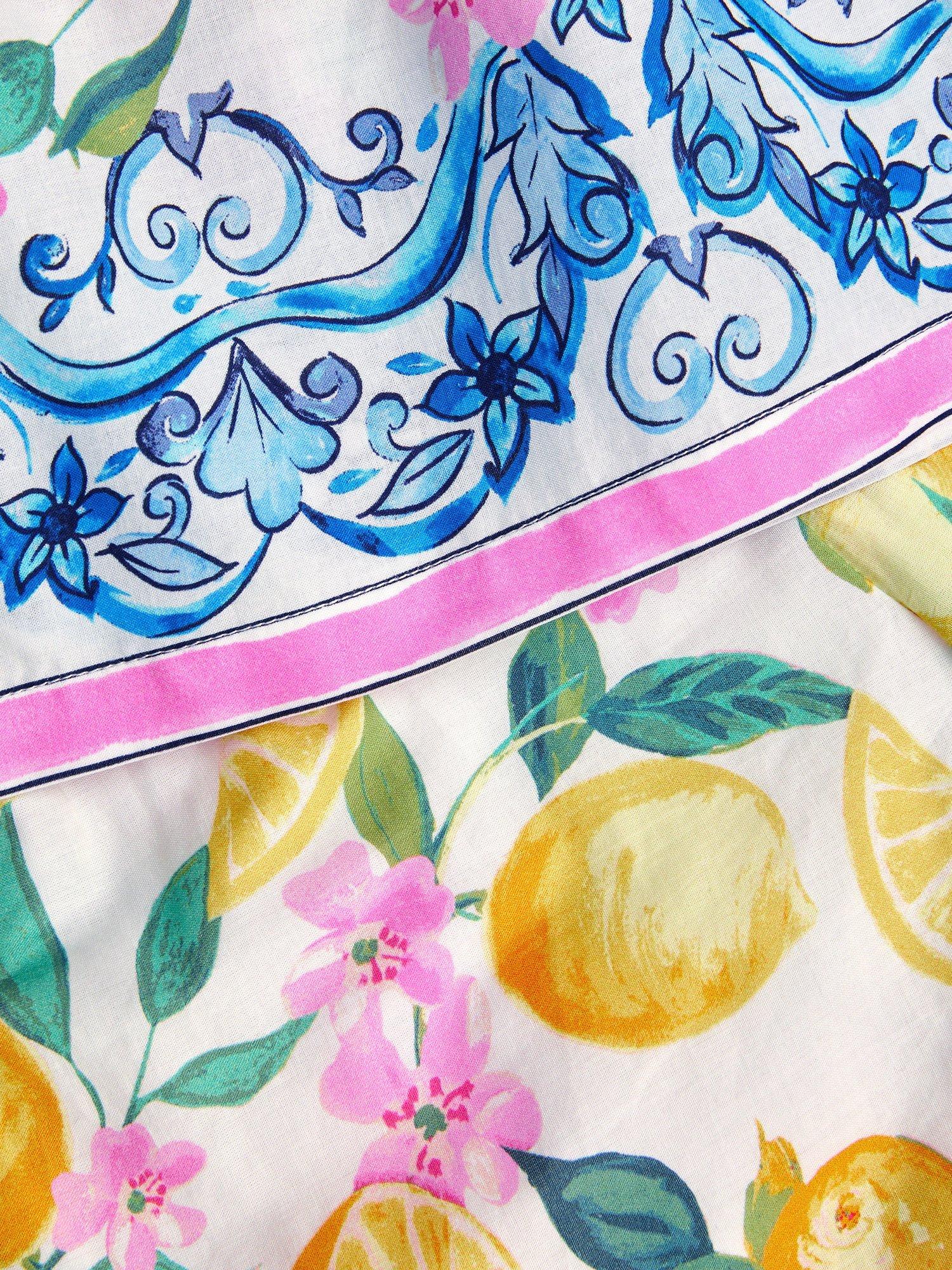 Product image 4 of 4, which shows Monsoon Kids' Cotton Lemon Print Top & Wide Leg Trousers Set, Yellow, 3-4 years