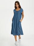 KAFFE Pelina Short Sleeve Denim Midi Dress, Mid Blue
