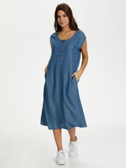 KAFFE Pelina Short Sleeve Denim Midi Dress, Mid Blue, Mid Blue