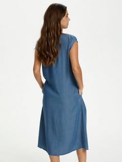 KAFFE Pelina Short Sleeve Denim Midi Dress, Mid Blue - view 2, Mid Blue