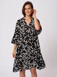 KAFFE Hera Amber Floral Relaxed Fit Knee Length Dress, Black/Multi