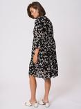 KAFFE Hera Amber Floral Relaxed Fit Knee Length Dress, Black/Multi