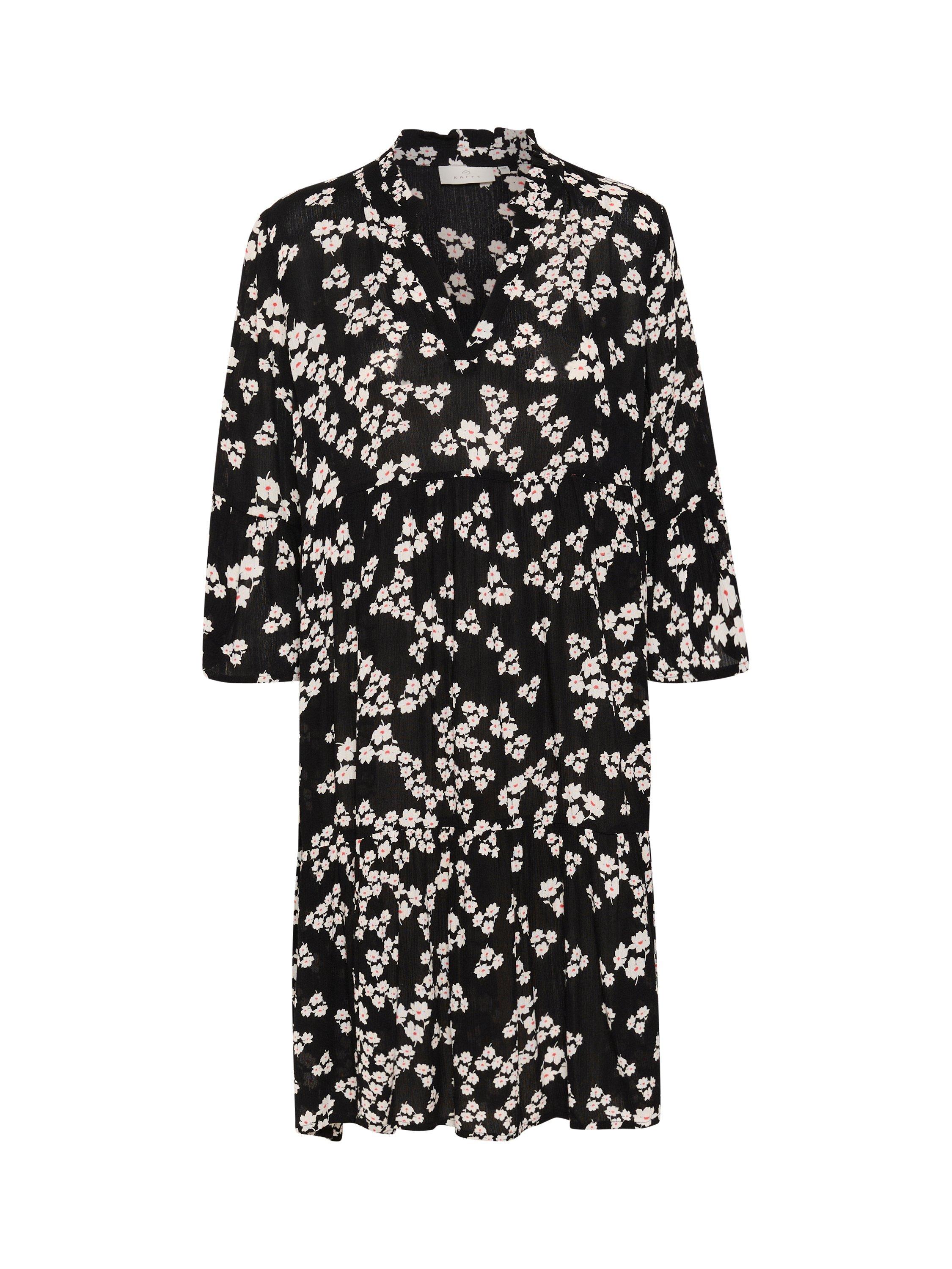 Product image 5 of 6, which shows KAFFE Hera Amber Floral Relaxed Fit Knee Length Dress, Black/Multi, 8