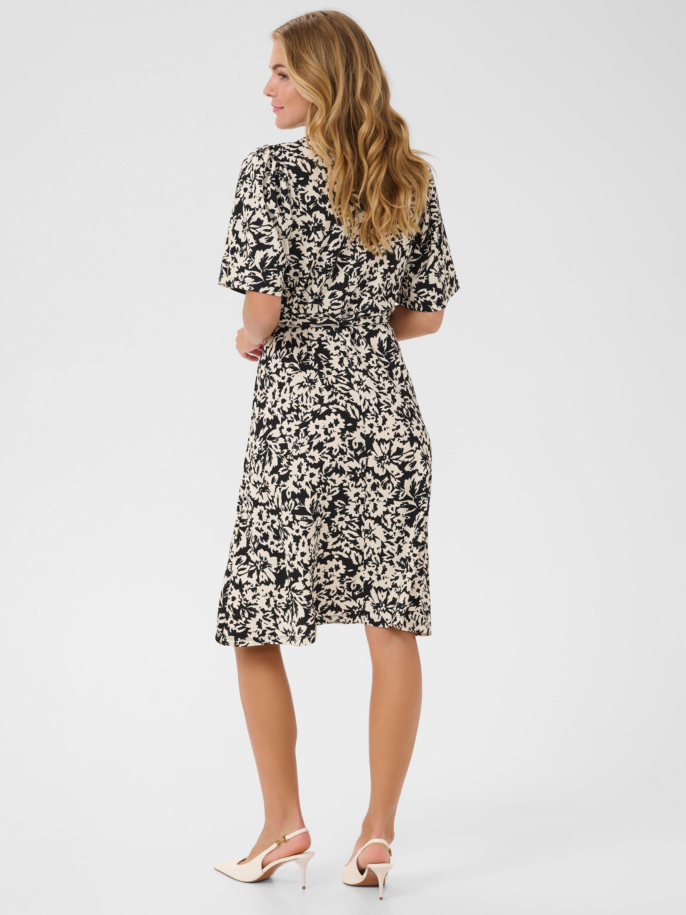 Product image 2 of 5, which shows KAFFE Eisa Jersey Tea Knee Length Dress, Black/Multi, XS
